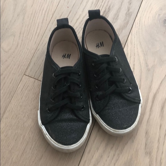 H&M Black glitter sneakers elastic lace US 9 - Picture 2 of 6
